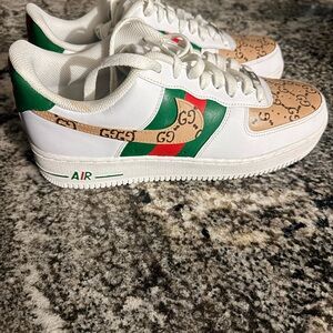 White Green Red Logo-Print Men's Sneakers